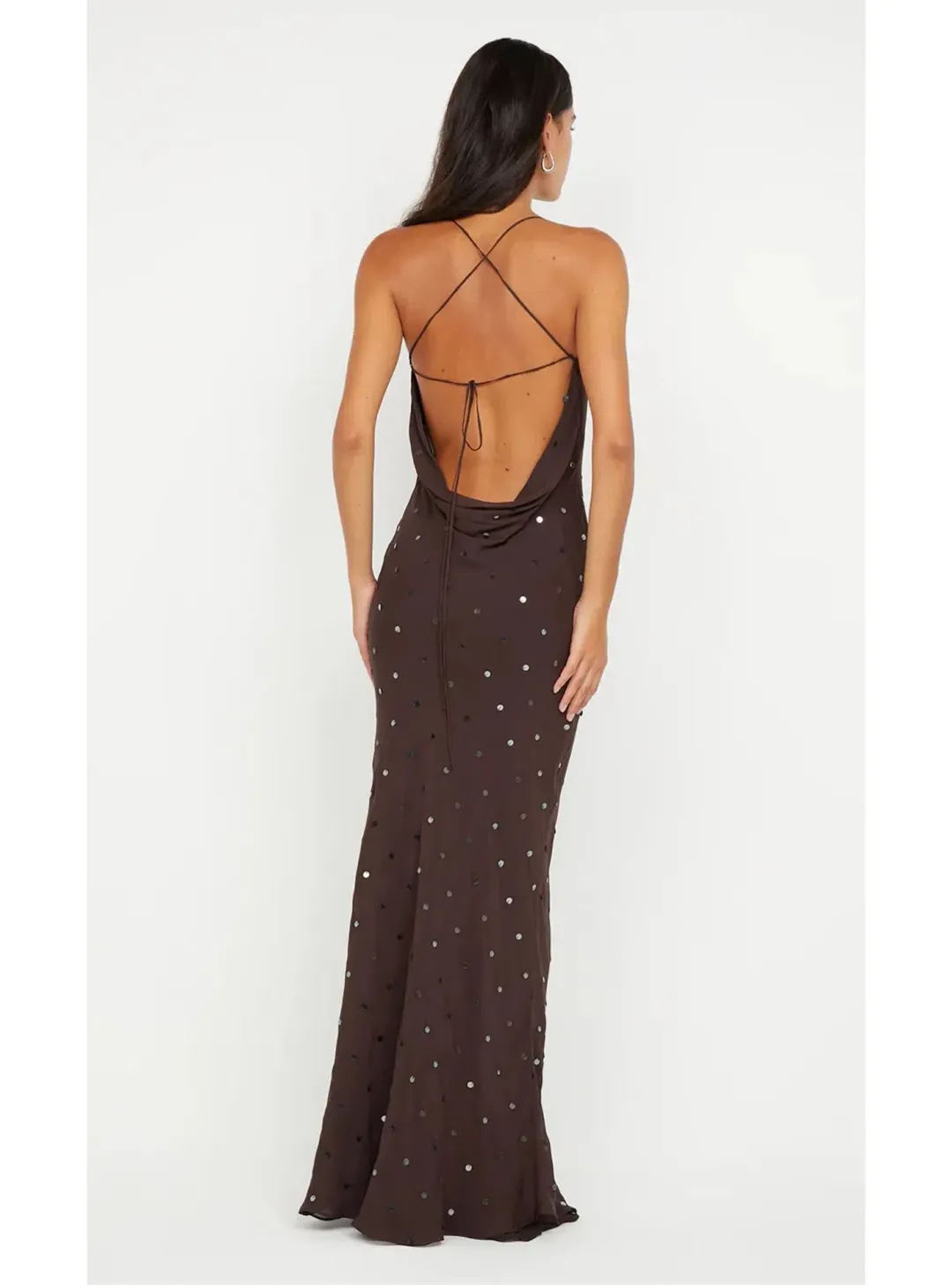 Bec & Bridge Arielle Slip Maxi Dress in Dark Chocolate Brown Size 8 for rent on The Volte - main image