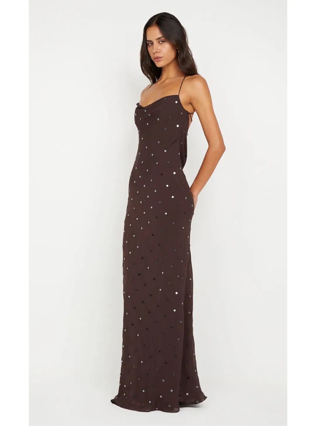 Bec & Bridge Arielle Slip Maxi Dress in Dark Chocolate Brown Size 8 for rent on The Volte - main image