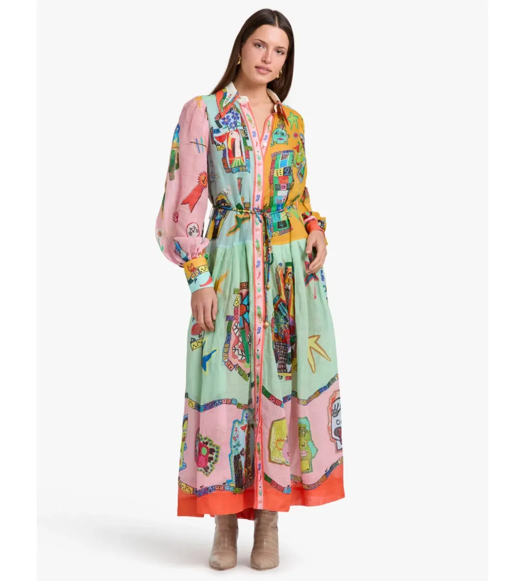 Alemais players Shirt Midi Dress Multi Size 14 for rent on The Volte - main image