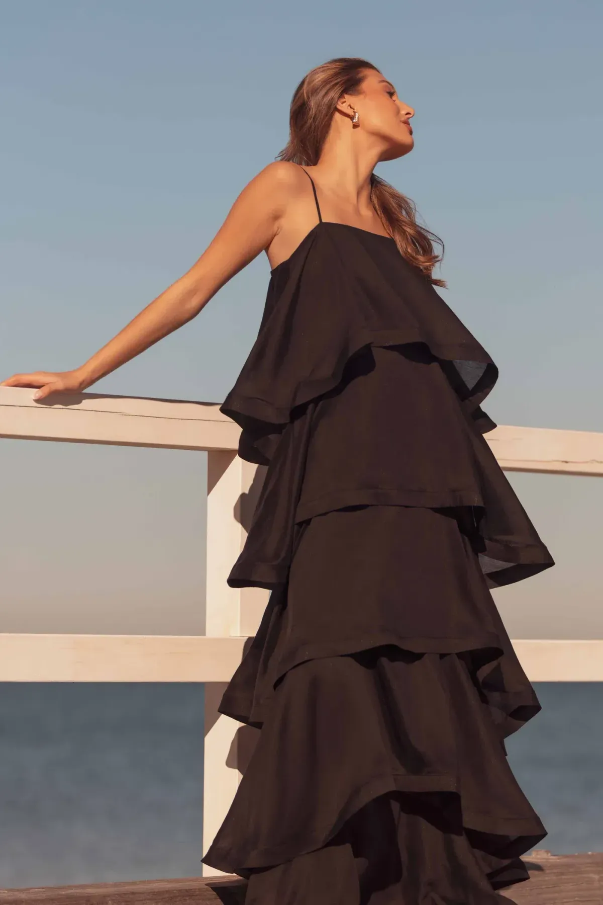 Elliatt Tilly 5 Tiered Maxi Dress Black Size S / Size AU 8 for rent on The Volte - main image