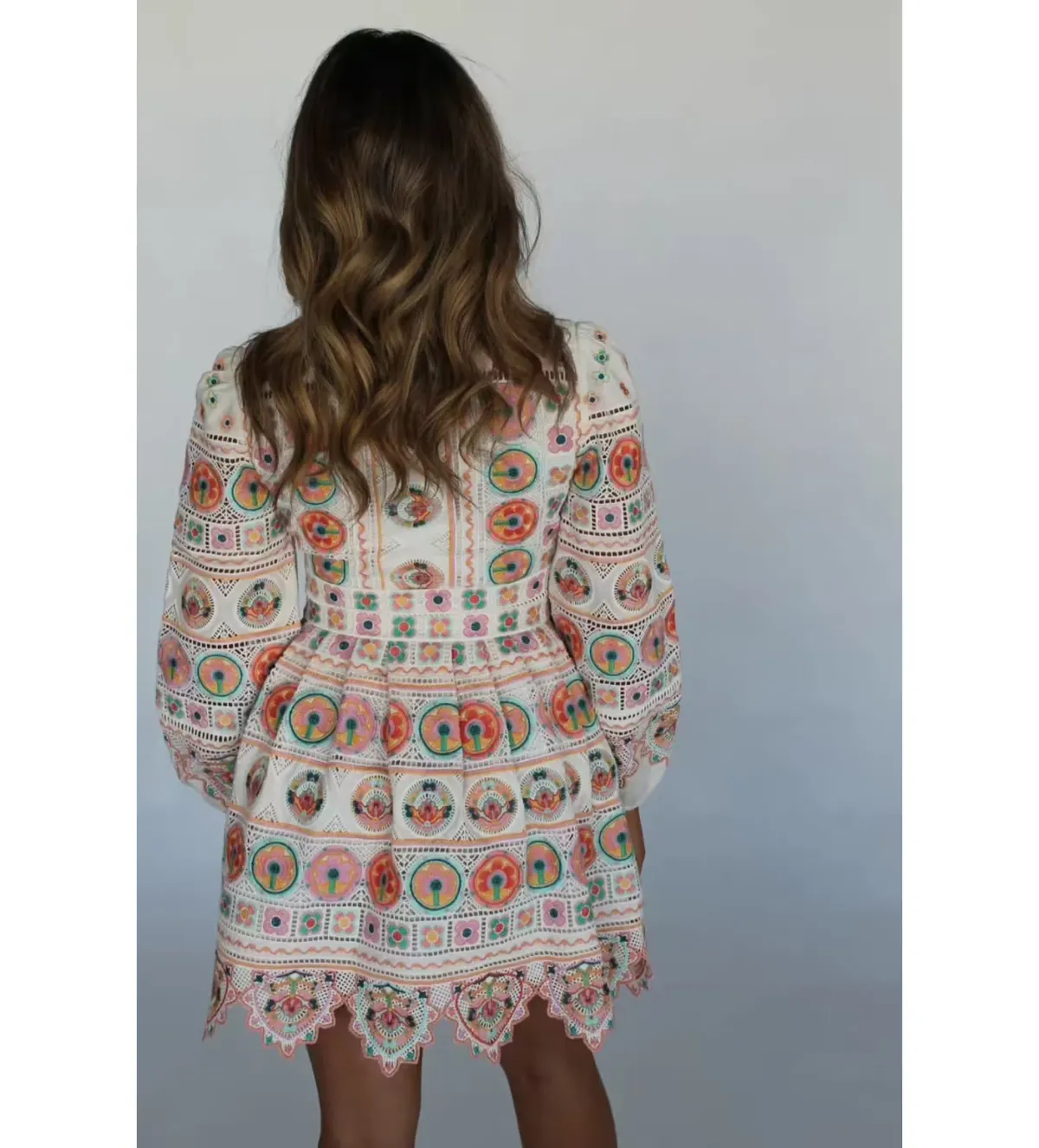 Zimmermann Brighton Plunge Embroidered Floral Mini Dress in Multi Size 0/ 8 AU - Image 6