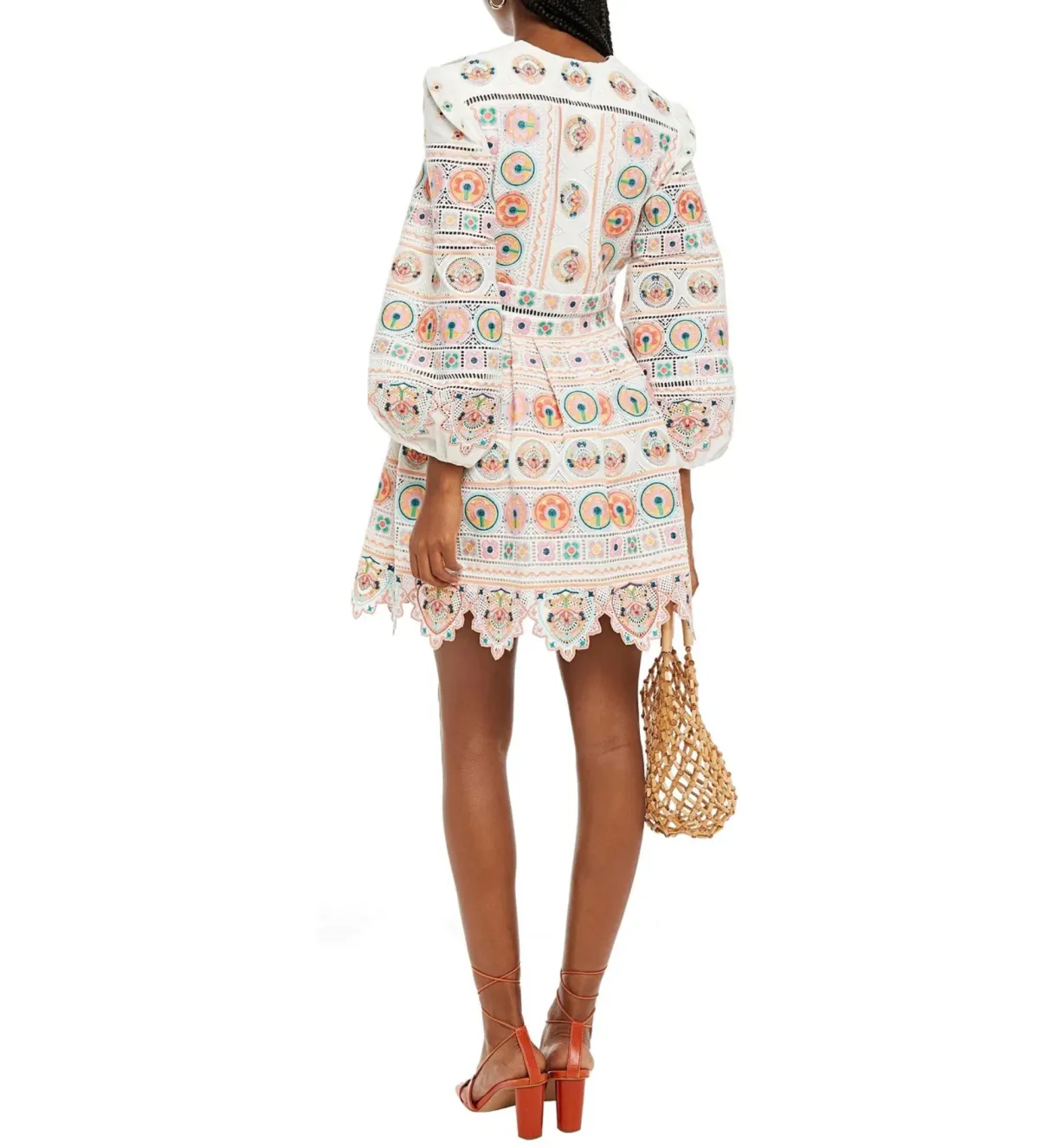 Zimmermann Brighton Plunge Embroidered Floral Mini Dress in Multi Size 0/ 8 AU - Image 7
