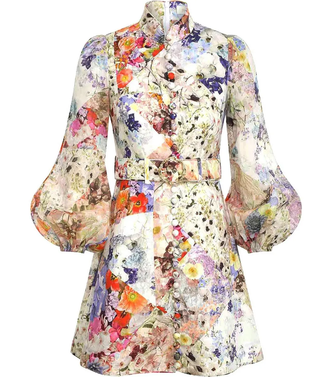 Zimmermann Linen Prima Belted Mini Dress Multi Size 0 / AU 8 for rent on The Volte - main image