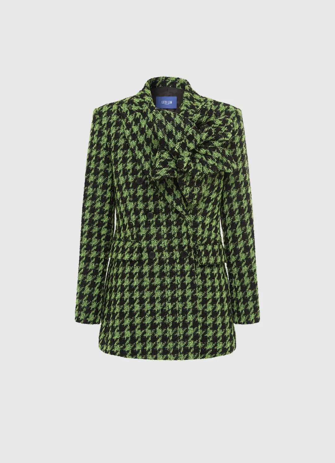 Leo Lin Jazlyn Tweed Blazer and Rayna Tweed Bustier Maxi Dress Set in Houndstoot Print Size 8 for rent on The Volte - main image