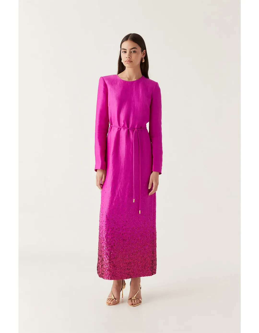 Aje Reflection Sequin Maxi Dress in Deep Magenta Size AU 8 for rent on The Volte - main image