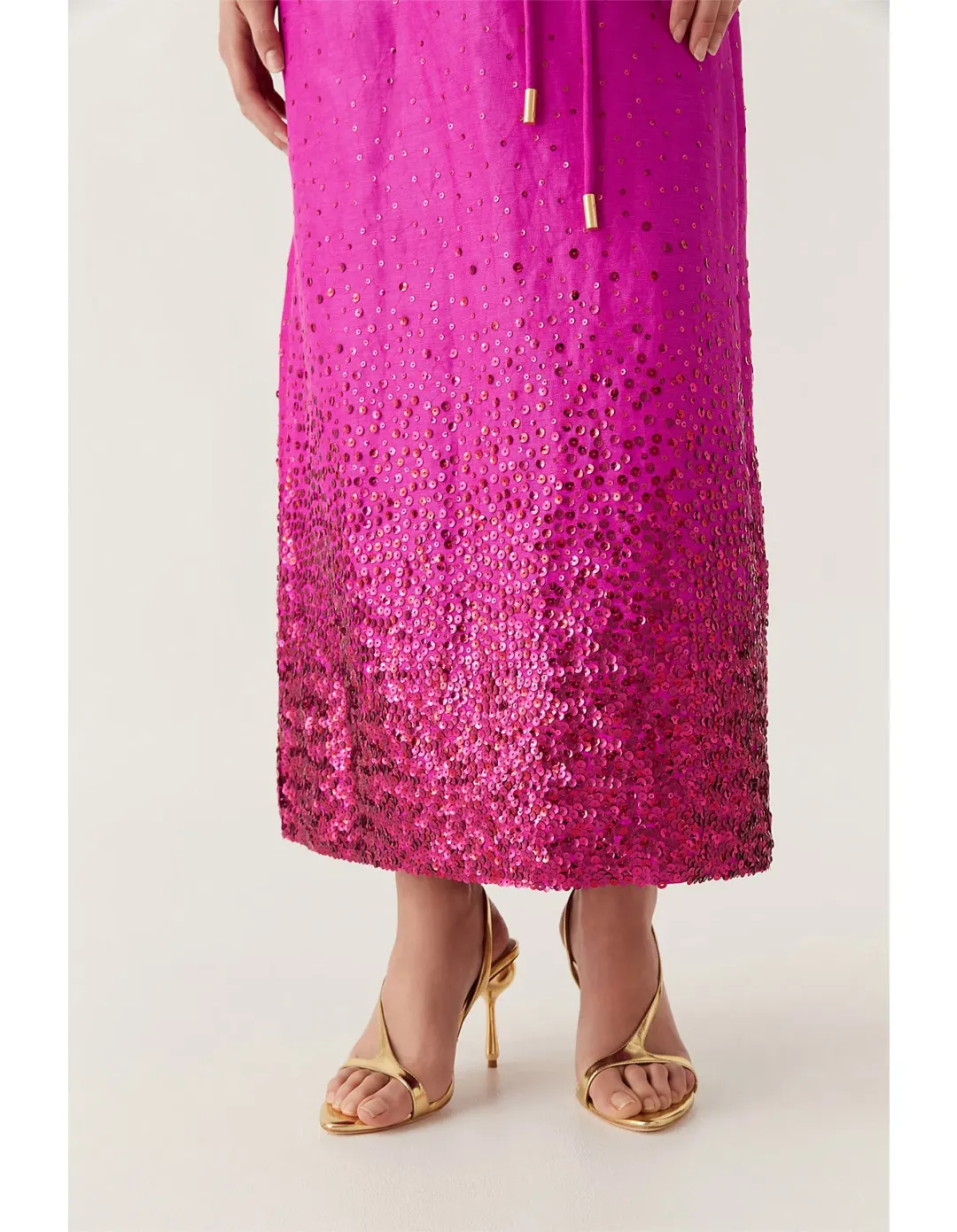 Aje Reflection Sequin Maxi Dress in Deep Magenta Size AU 8 for rent on The Volte - main image
