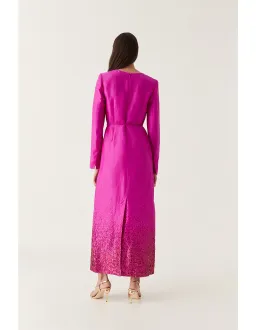 Aje Reflection Sequin Maxi Dress in Deep Magenta Size AU 8 for rent on The Volte - image 3