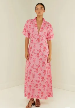 Palm Noosa Jasmine Dress Pink Floral Dress Size 6 for rent on The Volte - image 1