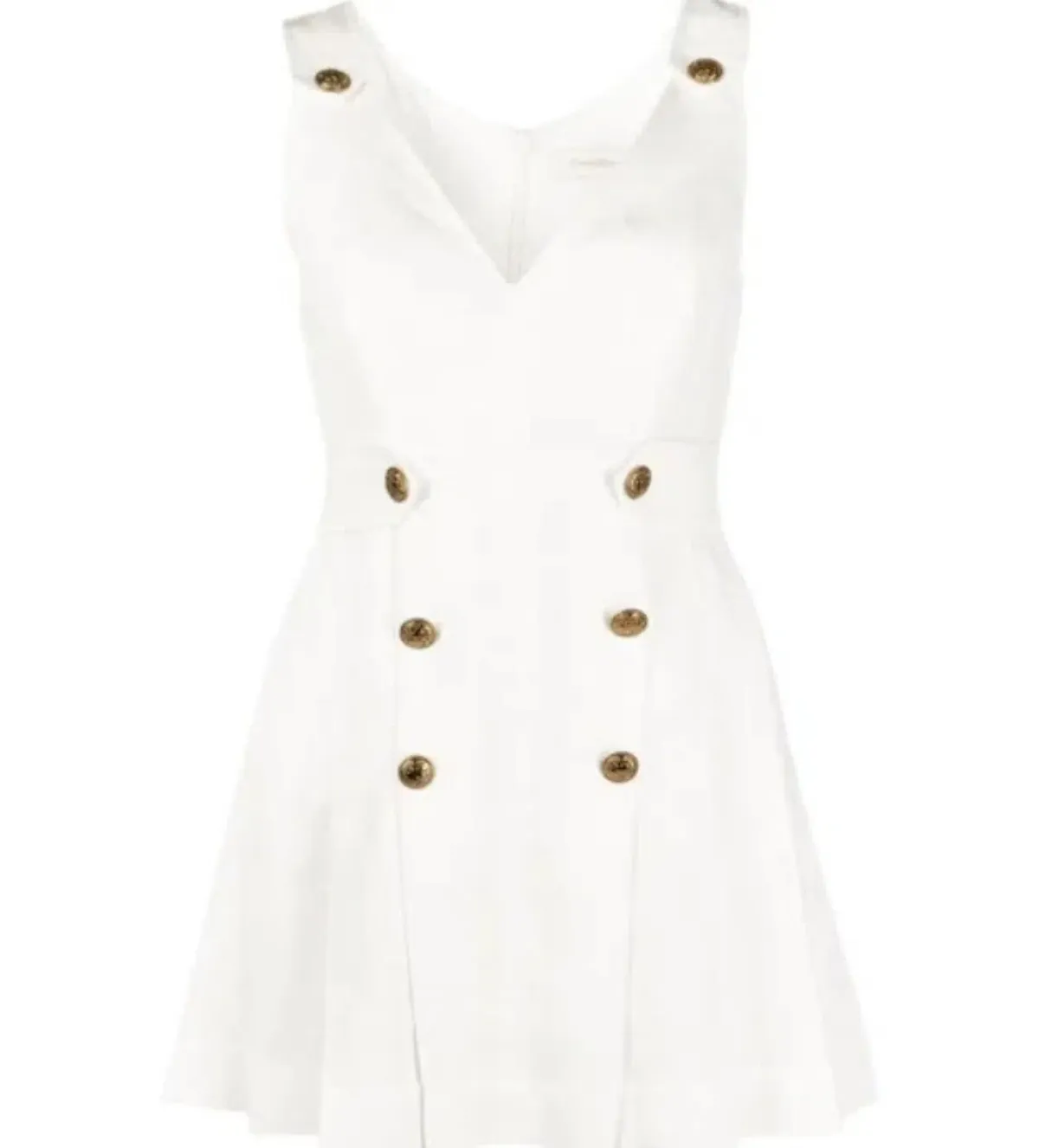 Zimmermann The Lovestruck Buttoned Linen Pleat Mini Dress White Size 1 AU 10 - Image 6