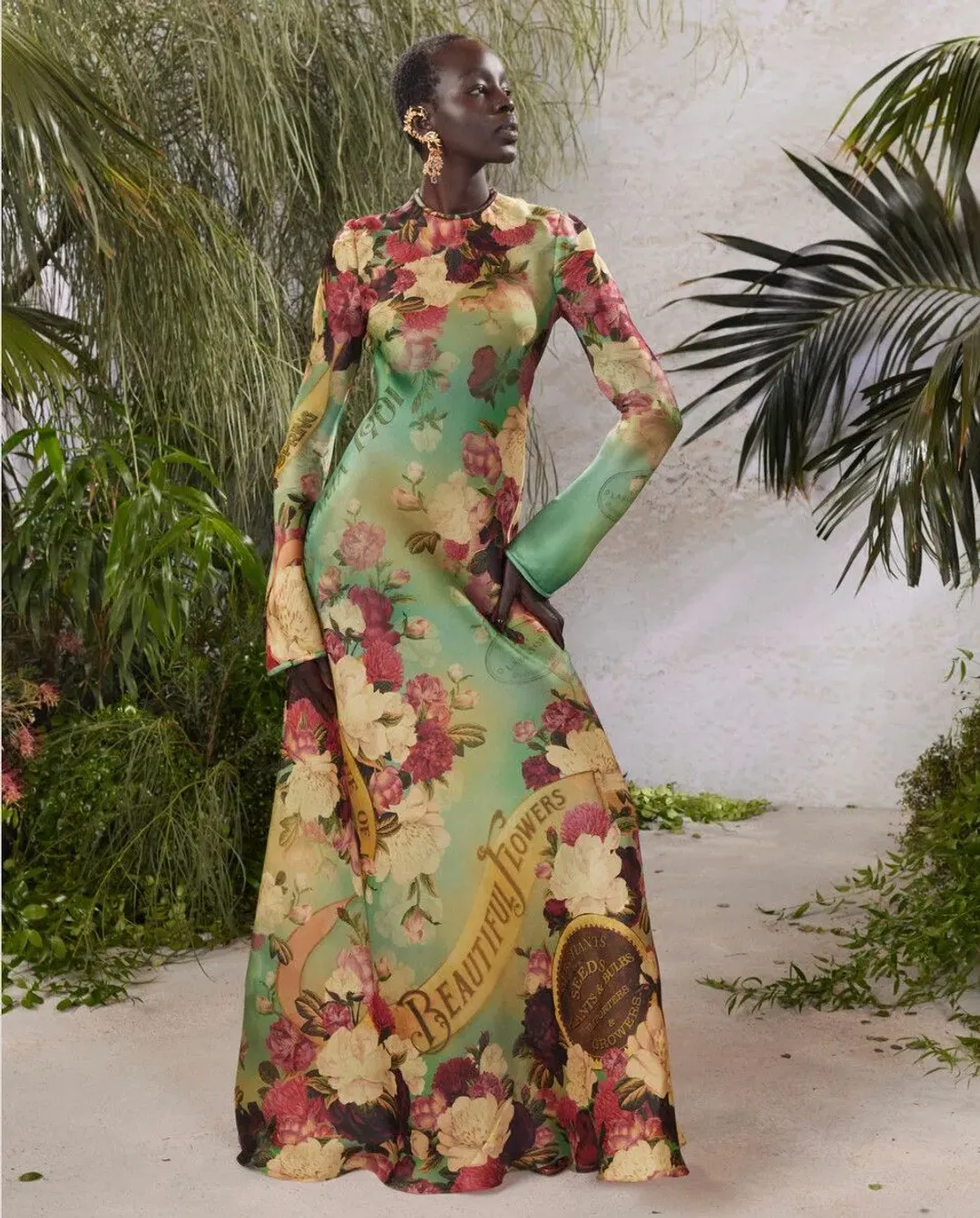 Zimmermann Wonderland Bias Slip Maxi Dress Peony Garden Floral Size 1 / AU 10 for rent on The Volte - main image