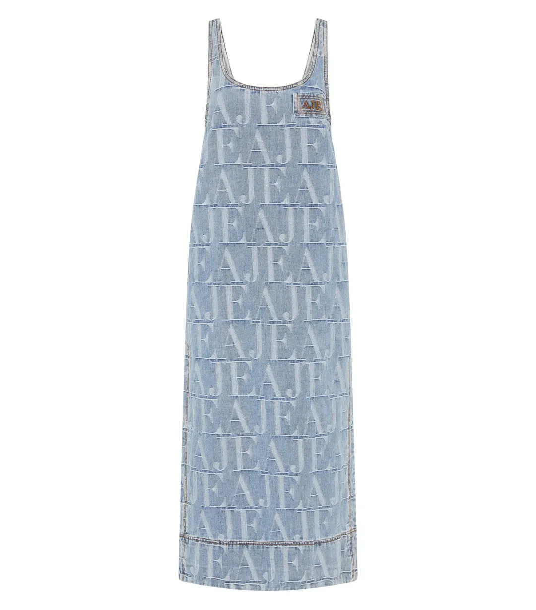 Aje Nostalgia Denim Midi Dress Coastal Logo Wash Size AU 8 for rent on The Volte - main image