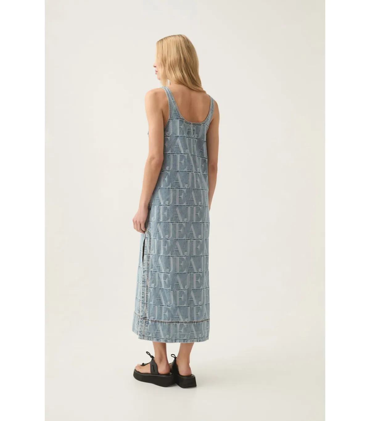 Aje Nostalgia Denim Midi Dress Coastal Logo Wash Size AU 8 - Image 3