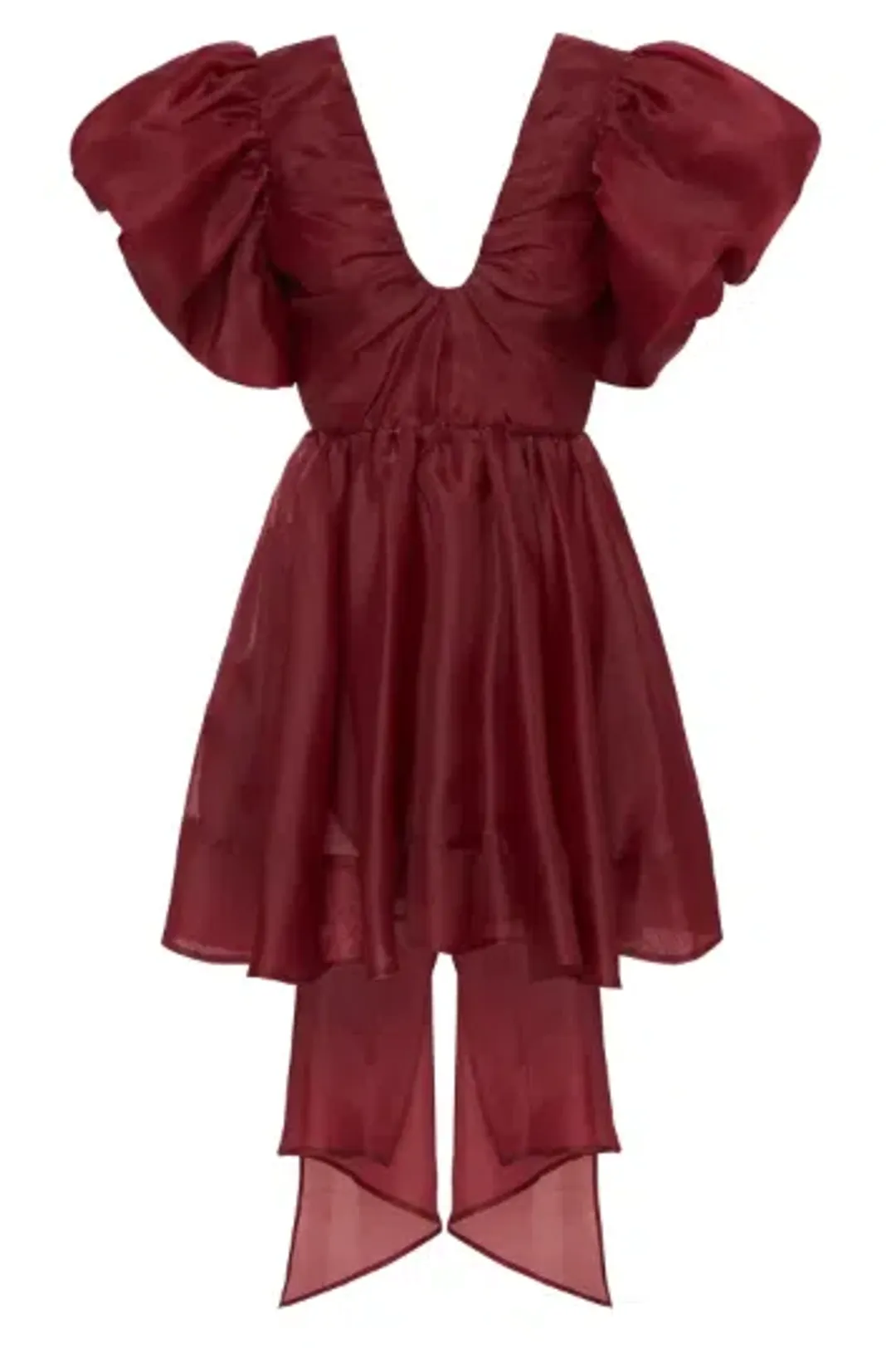 AJE Gretta Bow Back Short Mini Dress Burgundy Size AU 8 for rent on The Volte - main image