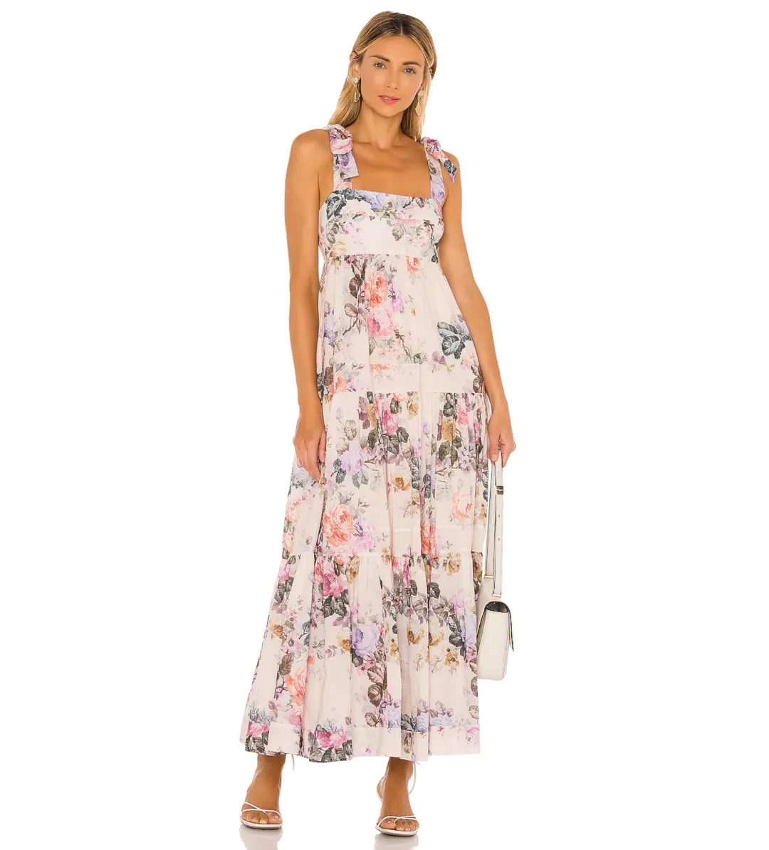 Zimmermann Brighton Tie Shoulder Dress in Antique Floral Size 0 / AU 8 for rent on The Volte - main image