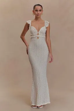 Meshki Ezra Lace Maxi Dress in Ivory Size 4 for rent on The Volte - image 1