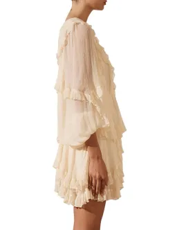 Shona Joy Iris Balloon Sleeve Mini Dress Cream Size AU 8 for rent on The Volte - image 4