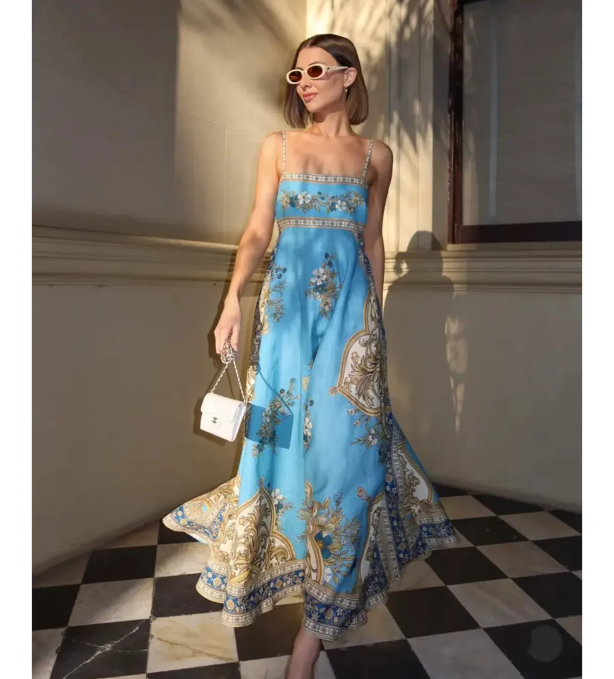 Alemais x La Sirena Exclusive Cassie Midi Sundress in Blue Floral Size AU 14 - Image 2