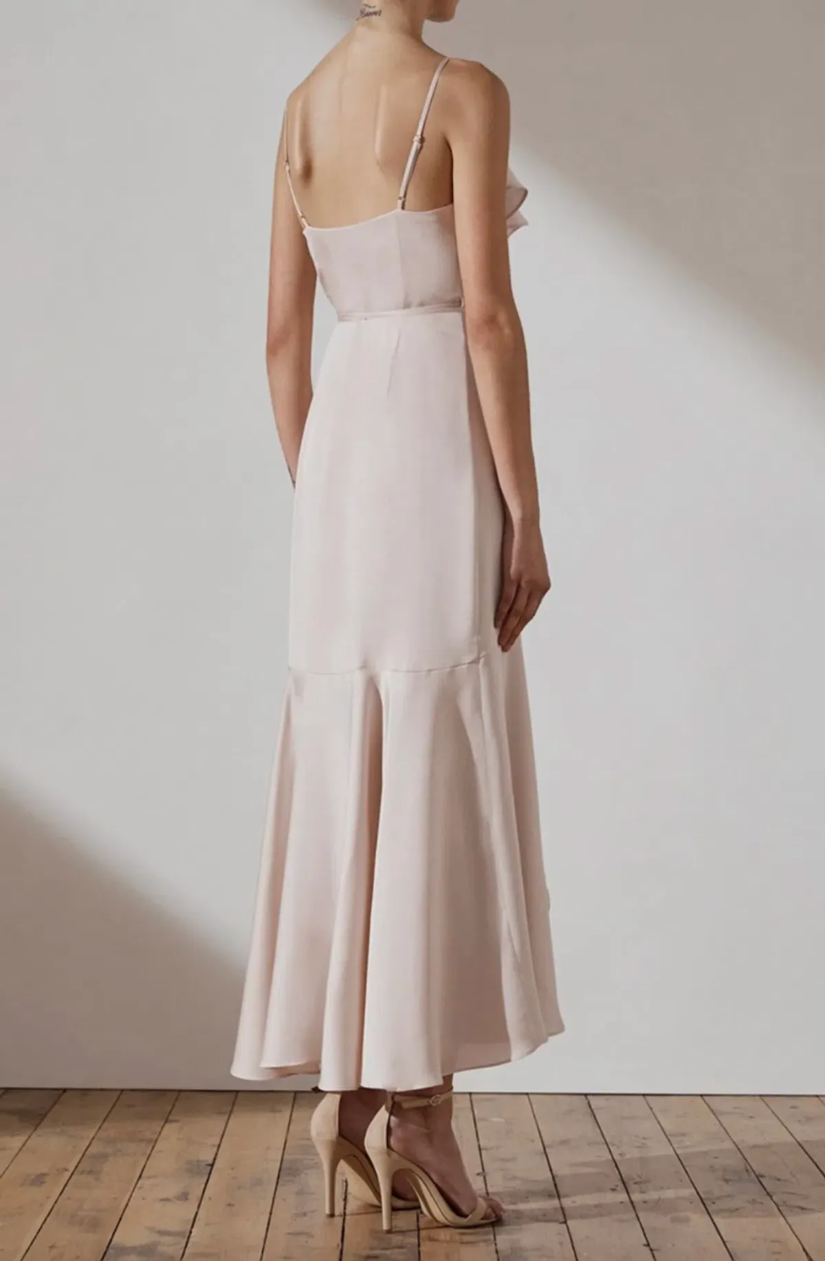 Shona Joy Luxe Bias Frill Wrap Midi Dress Porcelain Size 10 - Image 3
