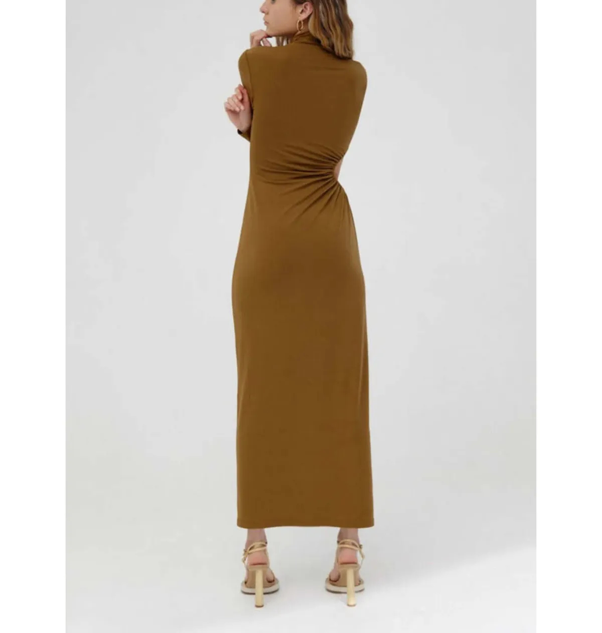 Significant Other Liana Long Sleeve Midi Dress Brown Size 8 - Image 3