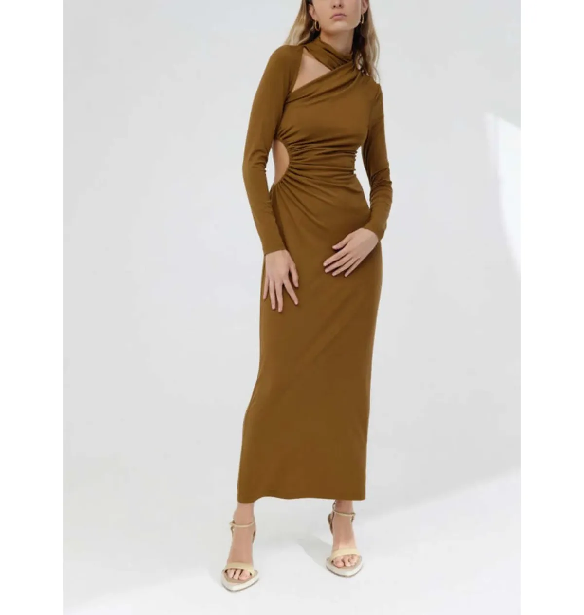 Significant Other Liana Long Sleeve Midi Dress Brown Size 8 - Image 1