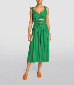 Zimmermann Tiggy Bow Midi Dress In Green Size 1 / AU 10 for rent on The Volte - image 2