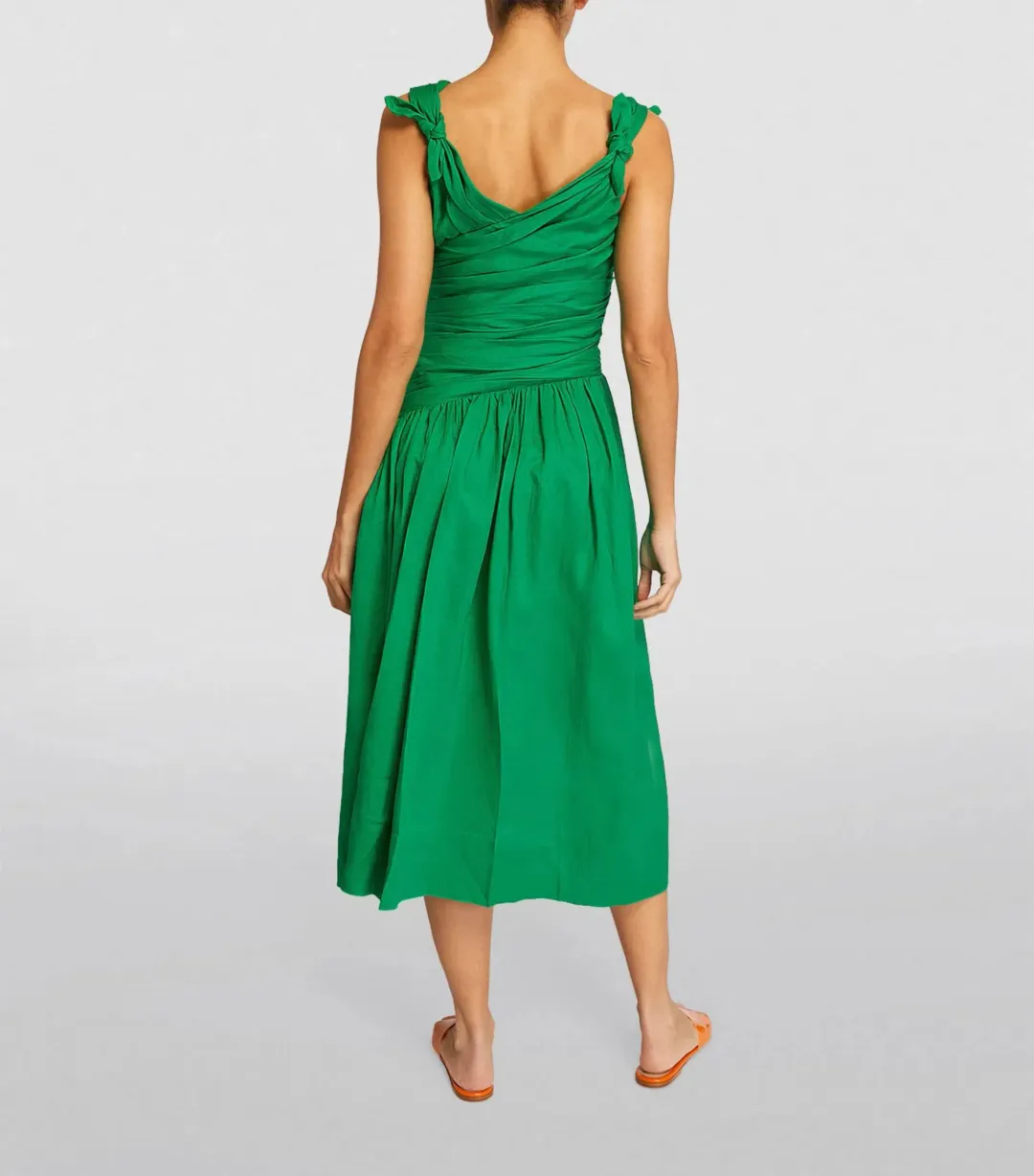Zimmermann Tiggy Bow Midi Dress In Green Size 1 / AU 10 for rent on The Volte - main image