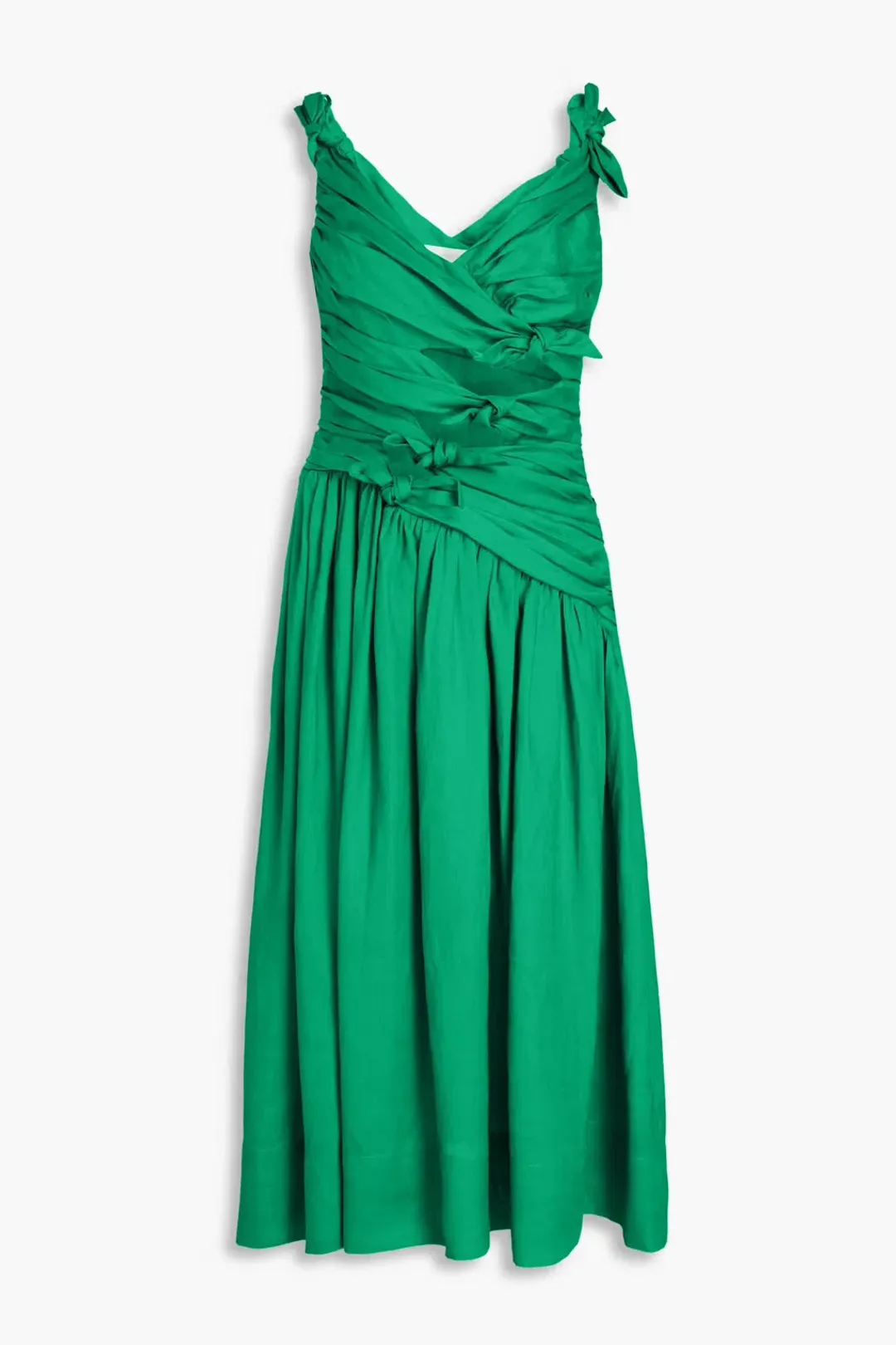 Zimmermann Tiggy Bow Midi Dress In Green Size 1 / AU 10 for rent on The Volte - main image