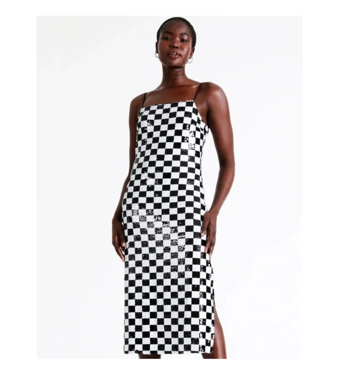 Wayne Cooper Sequin Check Midi Dress Multi Size 10 for rent on The Volte - main image