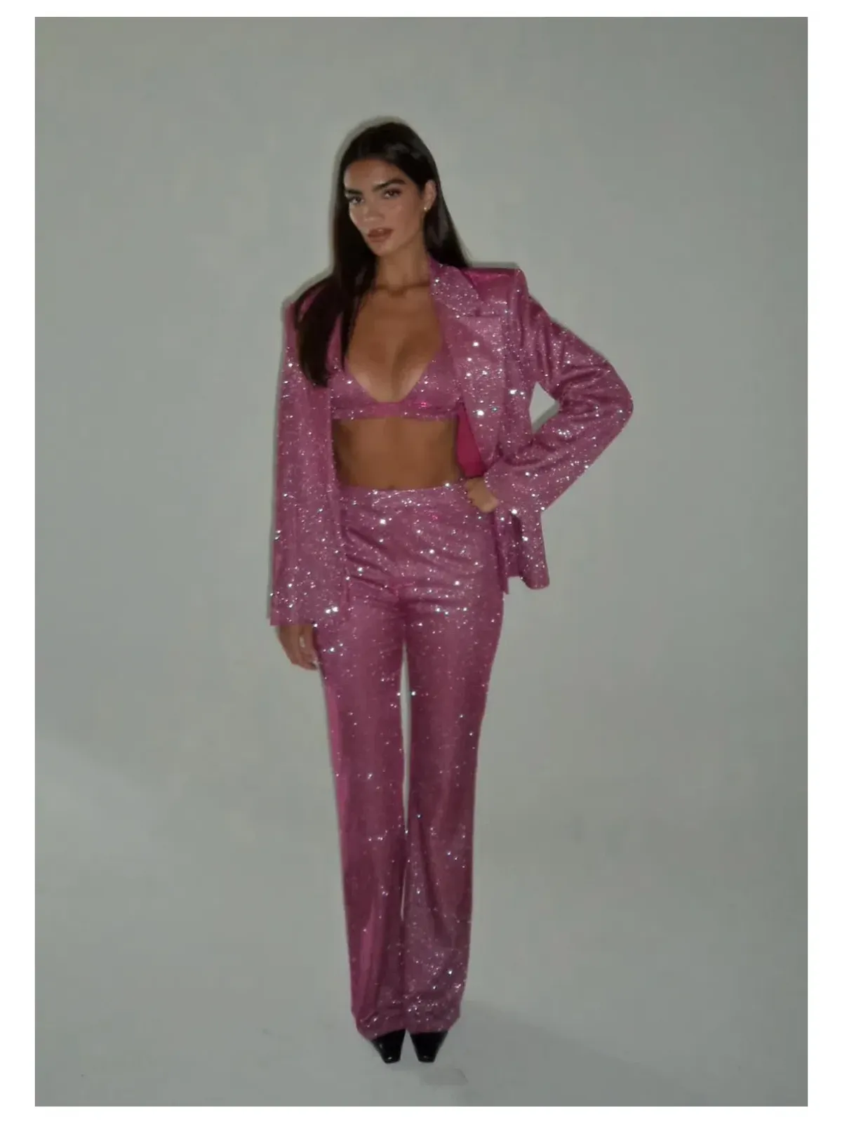 SLA The Label Paloma Blazer & Bralette Fuschia Size UK/AU10 - Image 1