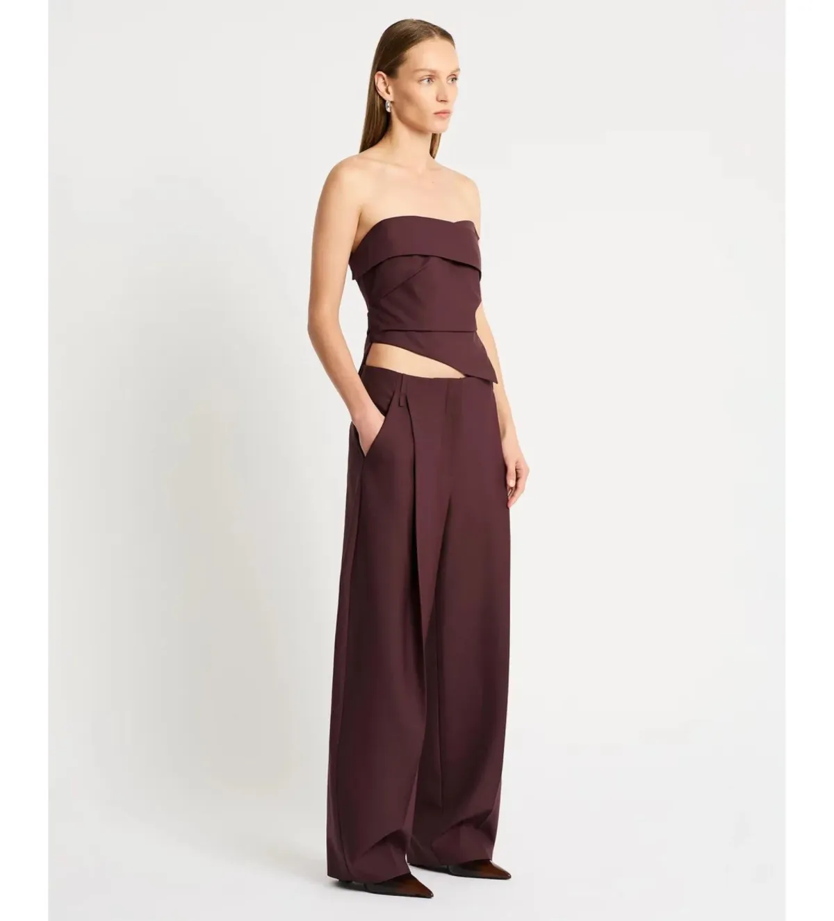 Sass & Bide Hindsight Bodice and Pants Set Merlot Size AU 8 - Image 2