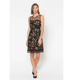 Alannah Hill Over The Prairie Knee-Length Dress Black Floral Size AU 8 for rent on The Volte - image 1