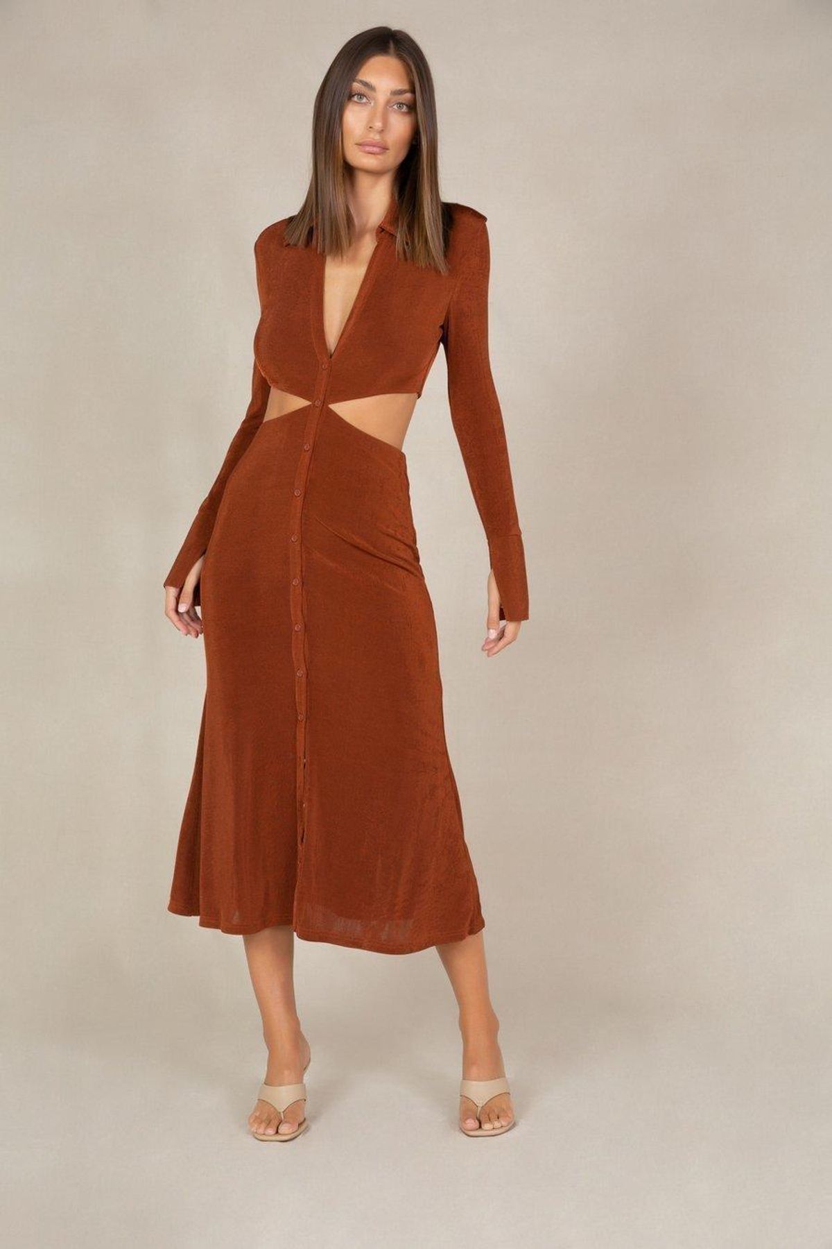 MISHA Salona Midi Dress Brown Size 12 - Image 1
