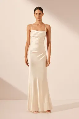 Shona Joy La Lune Lace Back Maxi Dress Cream Size AU 8 for rent on The Volte - image 1