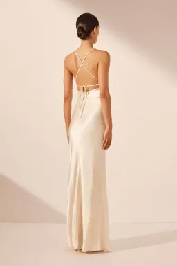 Shona Joy La Lune Lace Back Maxi Dress Cream Size AU 8 for rent on The Volte - image 3