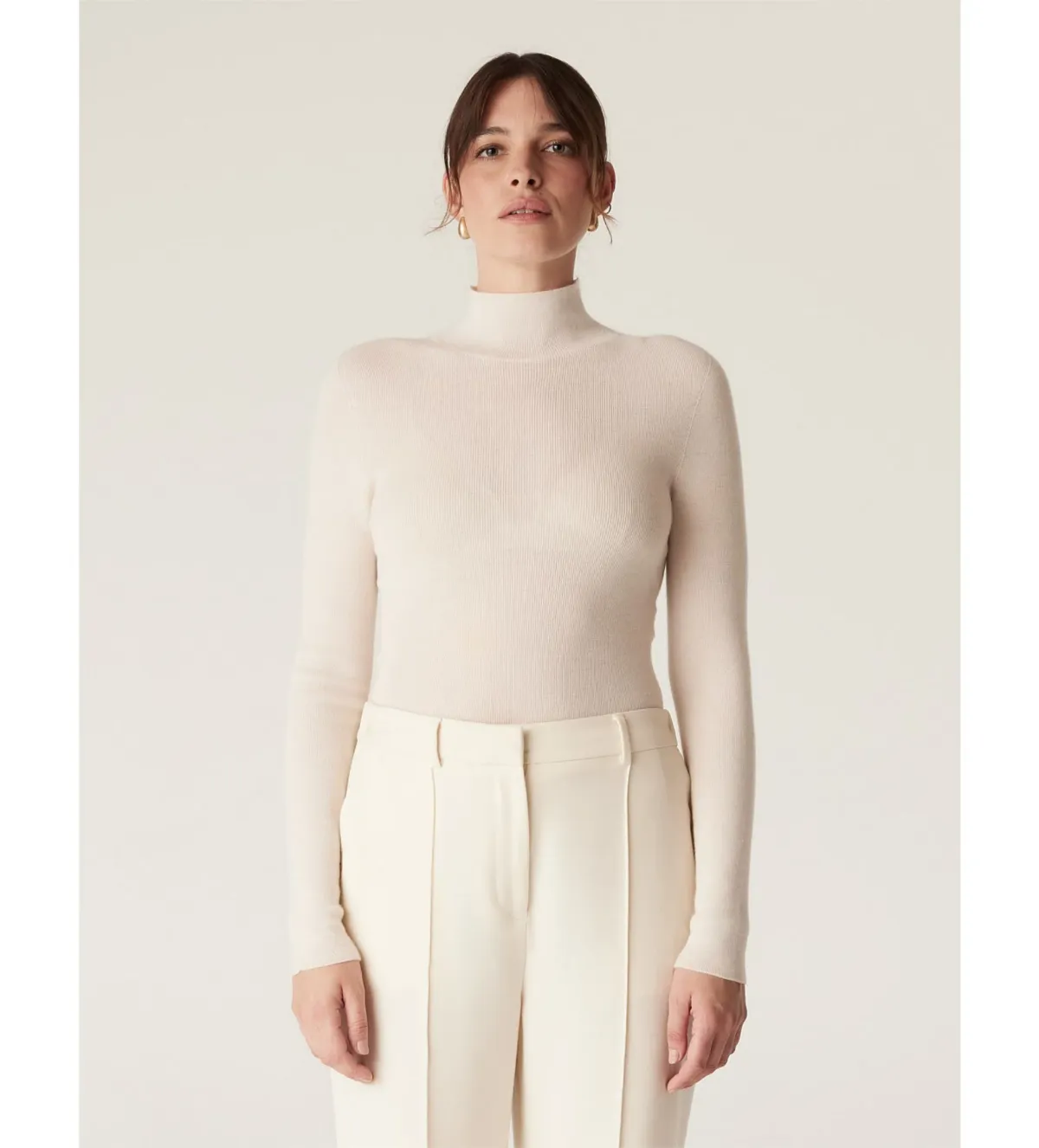 Cable Superfine Merino Turtle Neck in Ecru Size - Image 3