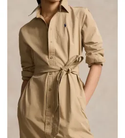Ralph Lauren Polo Belted Cotton Midi Shirt Dress Beige Size 10 for rent on The Volte - image 3