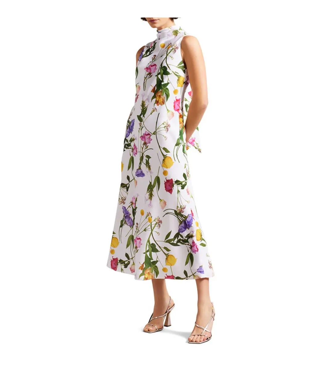 Ted Baker Addilin Cowl Neck Slip Midi Dress White Floral Size 2 AU 10 for rent on The Volte - main image