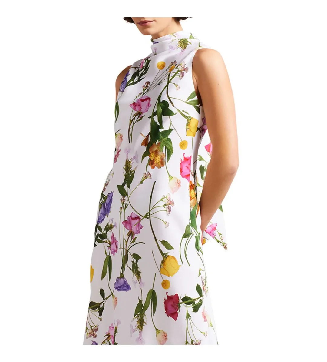 Ted Baker Addilin Cowl Neck Slip Midi Dress White Floral Size 2 AU 10 for rent on The Volte - main image