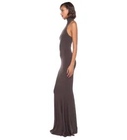 Norma Kamali Halter Turtle Fishtail Gown Chocolate Size AU 8 for rent on The Volte - image 3