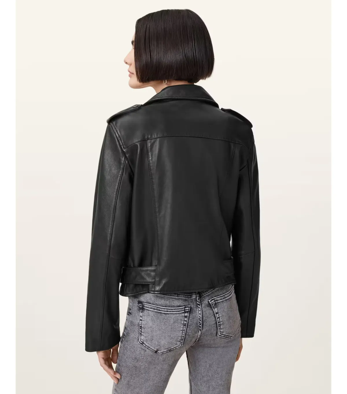 AllSaints Balfern Leather Biker Jacket Black Size AU 8 - Image 4