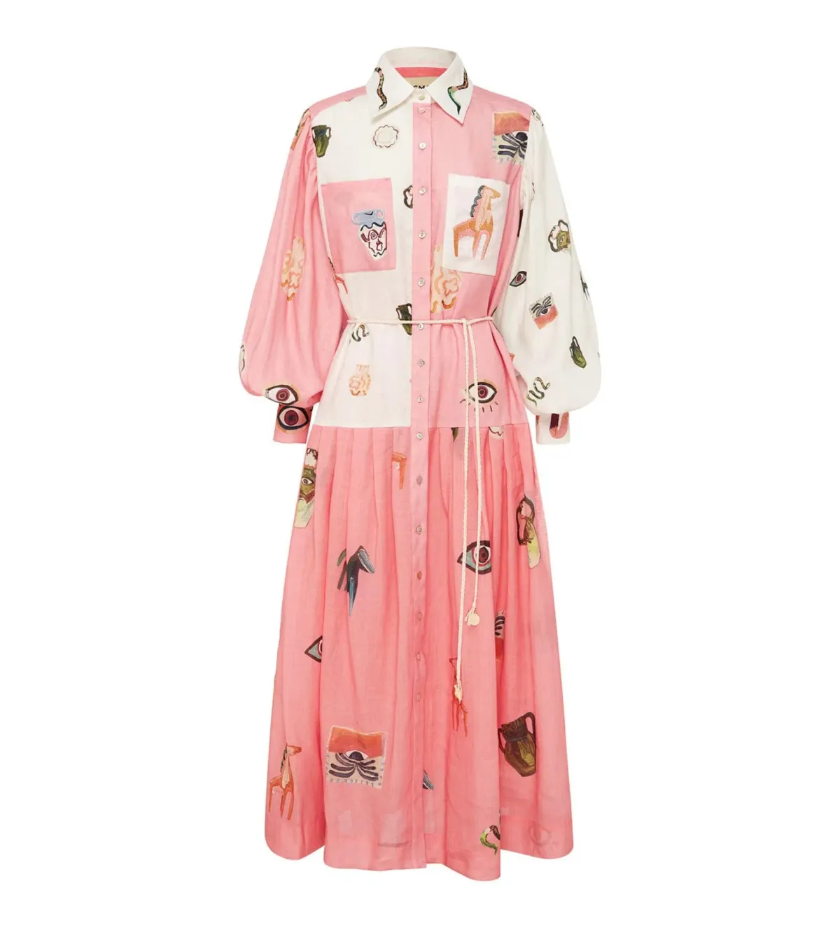 Alemais Cleo Patchwork Midi Shirtdress Multi Print Size AU 12 - Image 5