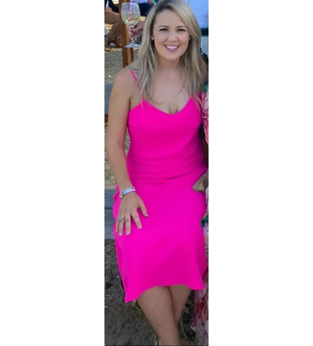 By Johnny Neon Bias Slip Midi Dress Pink Size AU 10 for rent on The Volte - main image
