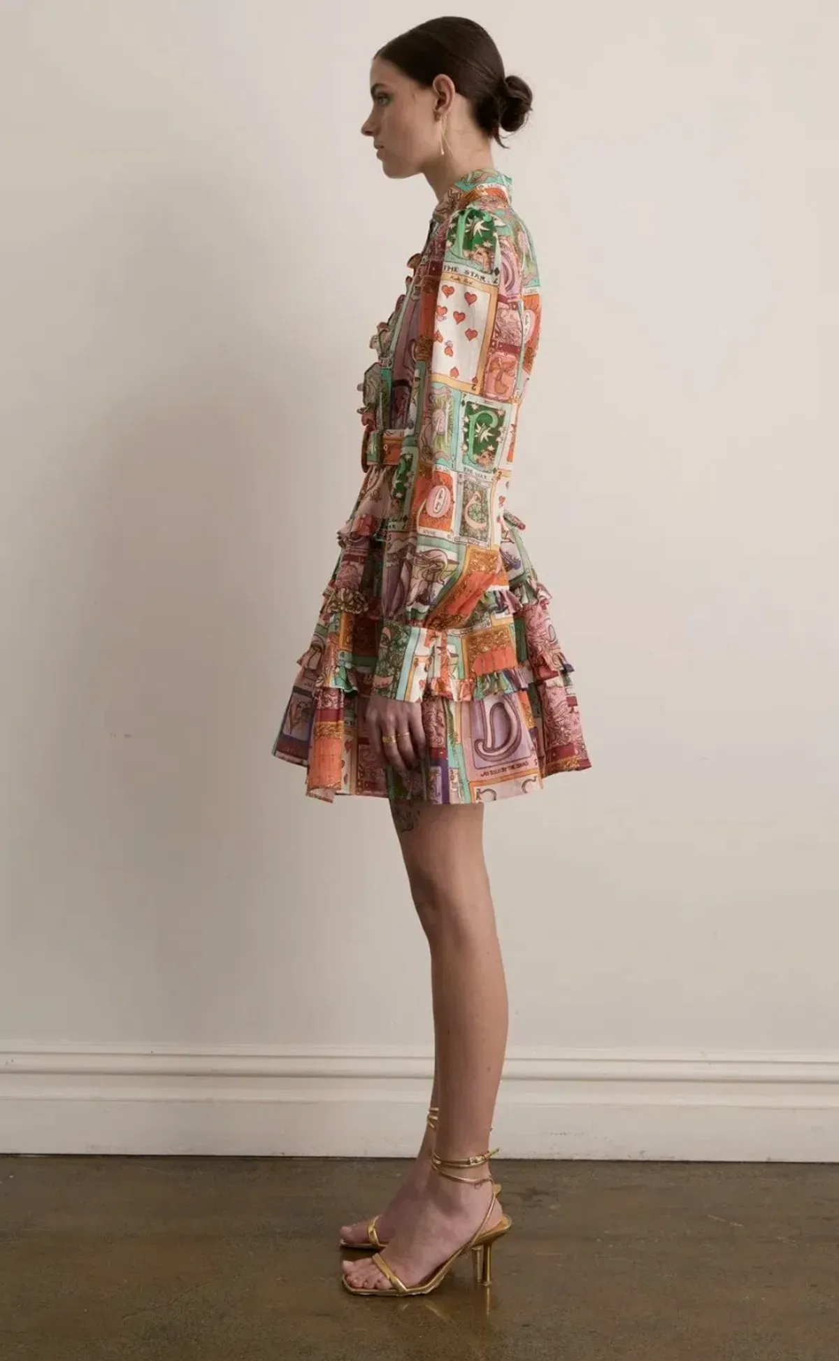 Kate Ford Cairo Frill Layered Mini Dress Wheel of Fortune Size 4 / AU 14 - Image 2