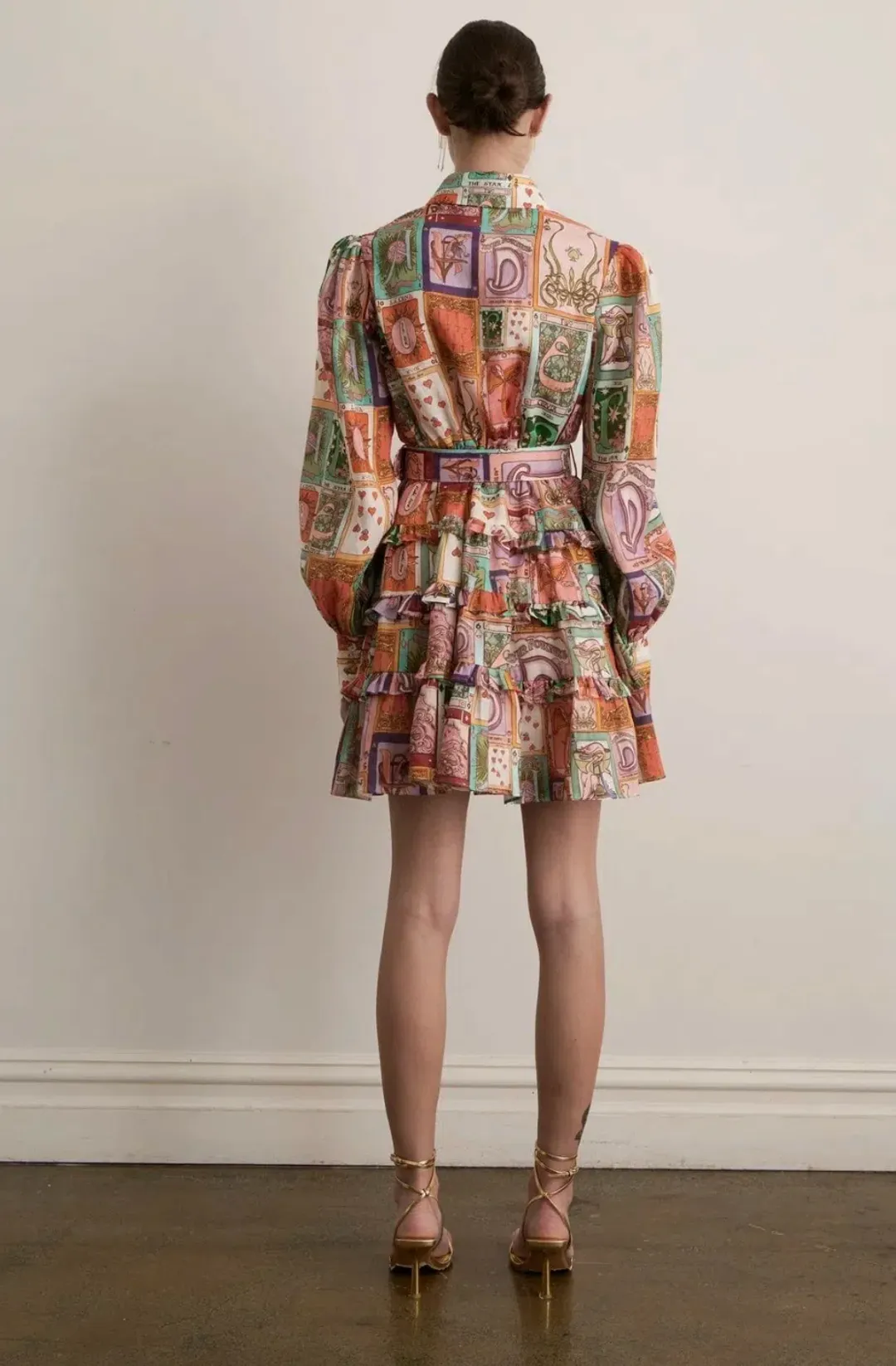 Kate Ford Cairo Frill Layered Mini Dress Wheel of Fortune Size 4 / AU 14 for rent on The Volte - main image
