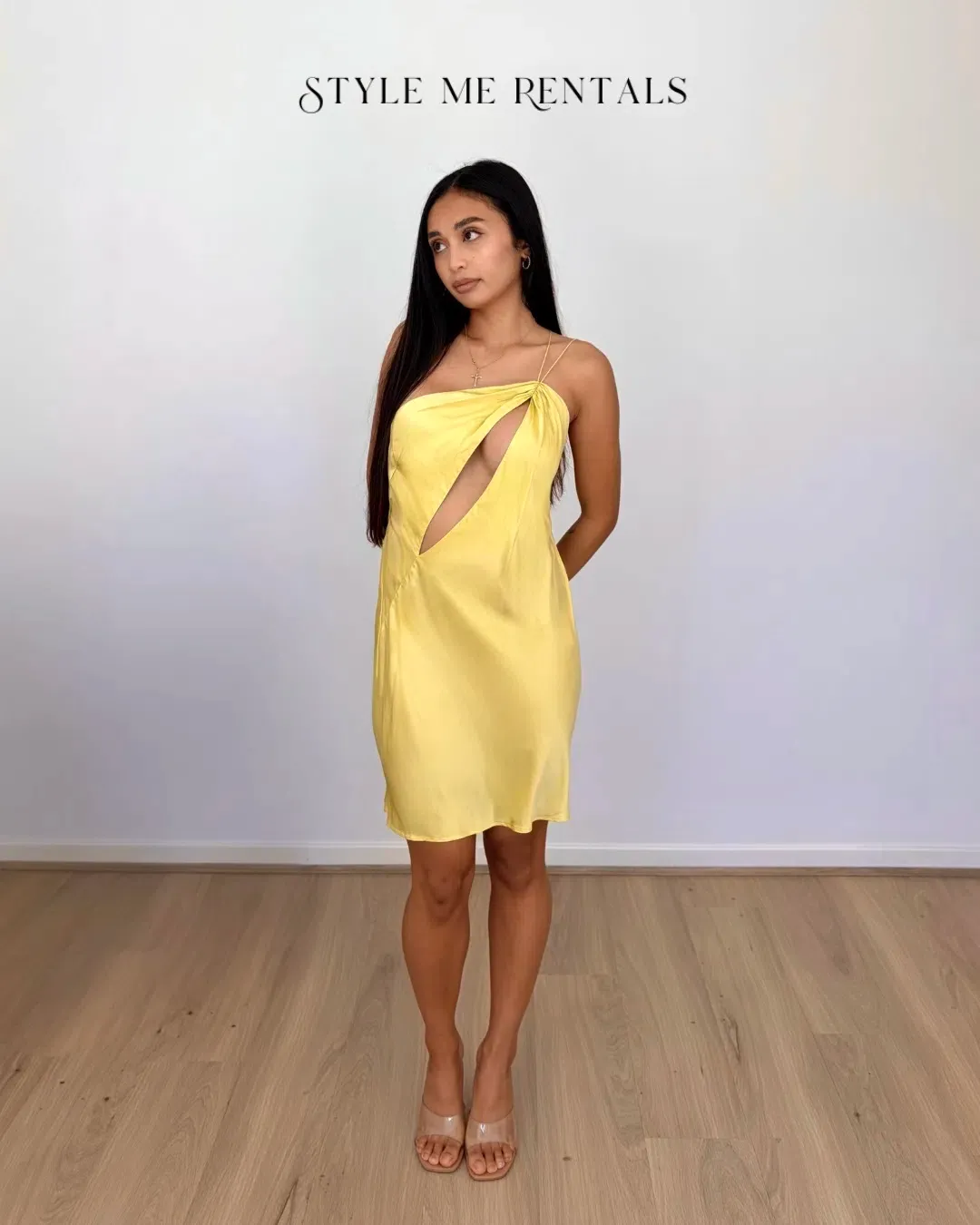 Natalie Rolt Nadine Silk Mini Dress Citron Size 1 / AU 8 for rent on The Volte - main image