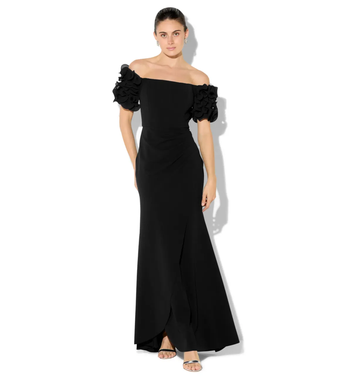 Montique Diana Ruffle Sleeve Gown in Black Size 14/L - Image 1