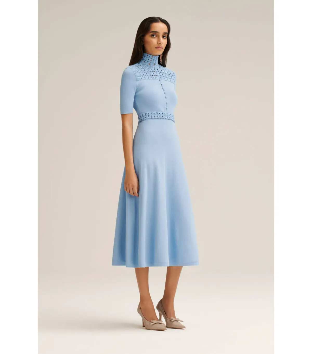 Scanlan Theodore Crepe Knit Daisy Soft Dress Denim Size M / AU 10 - Image 2