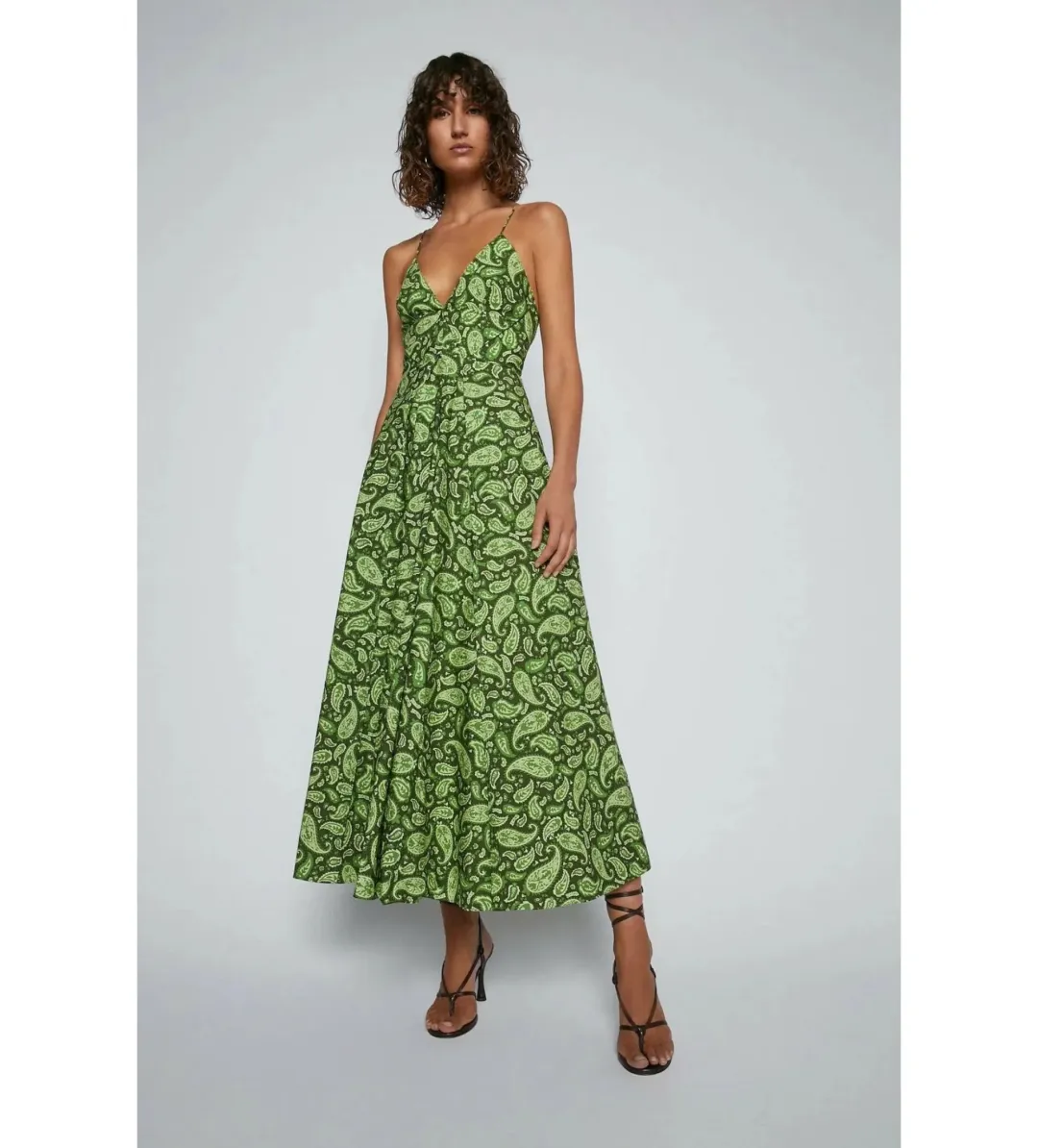 Scanlan Theodore Cotton Paisley Shoestring Dress in Green Size AU 8 for rent on The Volte - main image