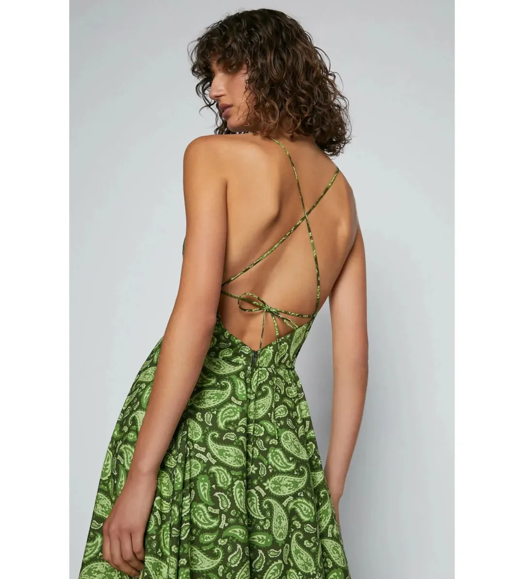 Scanlan Theodore Cotton Paisley Shoestring Dress in Green Size AU 8 for rent on The Volte - main image