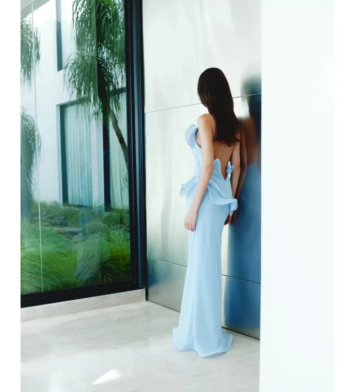 Selezza London Chiffon Maxi Dress Baby Blue Size AU 6 - Image 2